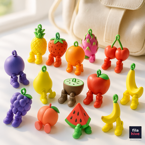 Articulated Fruit Keychains - Colorful Fidget Keychain Set