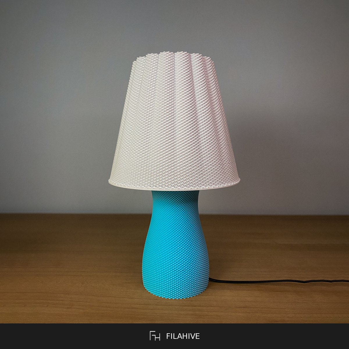 Carmen table lamp teal base with white textured shade