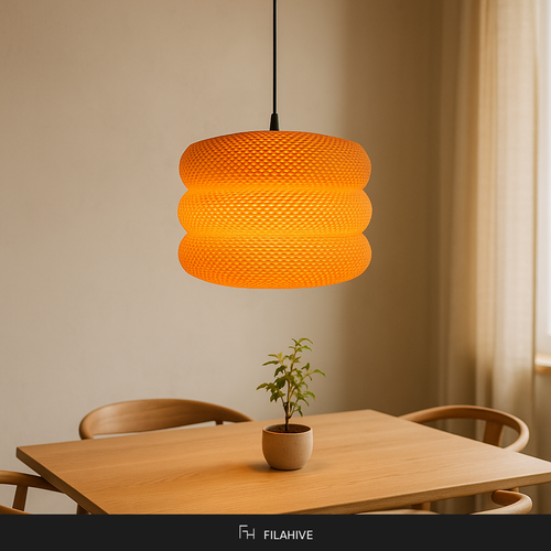 Clara Pendant Lamp in Japandi dining room with warm 2700K glow