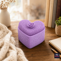 Knitted Heart Storage Box with Flower