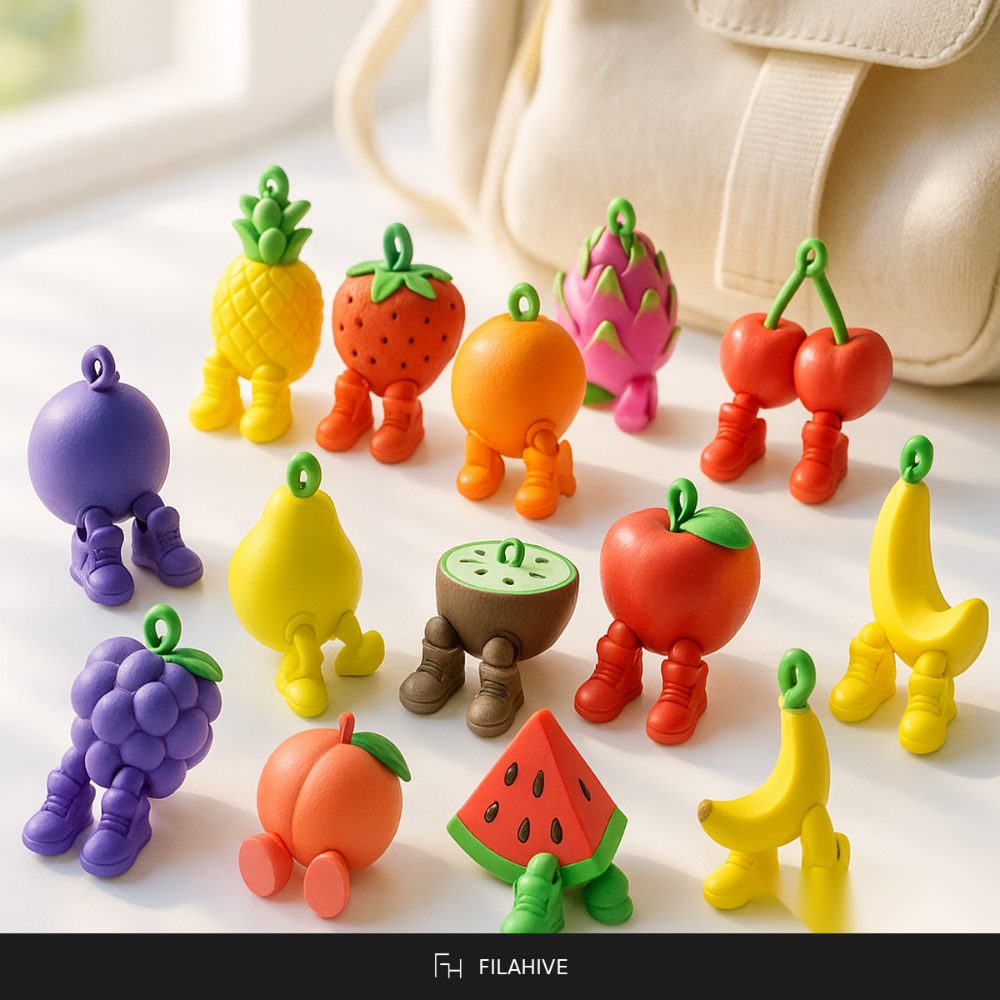 Articulated Fruit Keychains — Fun Fidget Accessory Set