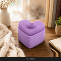 Knitted Heart Storage Box with Flower