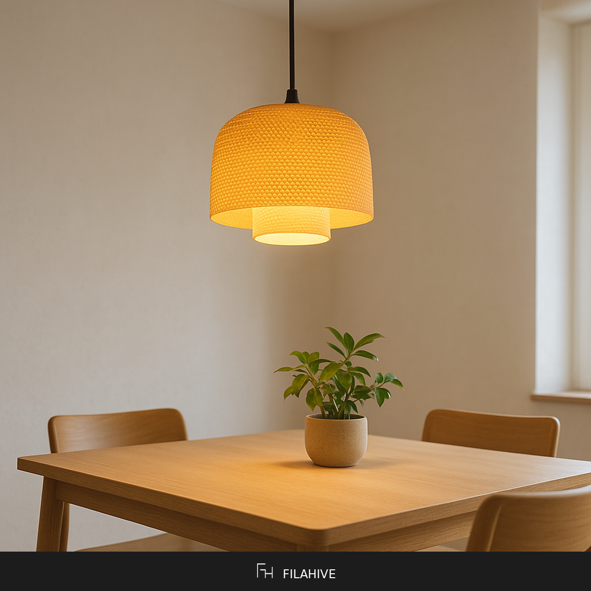 Lola Pendant Lamp in Japandi dining room with warm 2700K glow