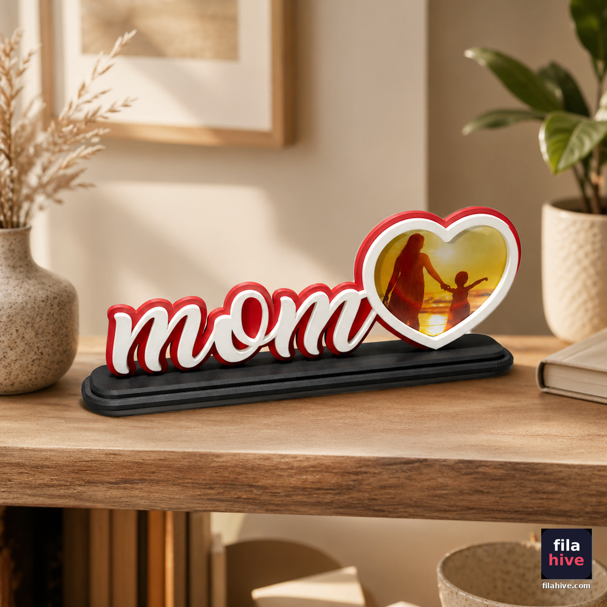 Mom Heart Photo Frame - front view