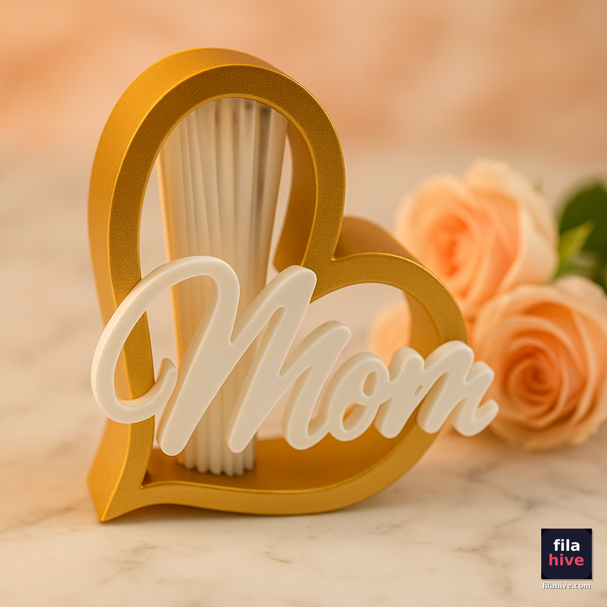 Mother's Heart Decorative Ornament with Mom Text